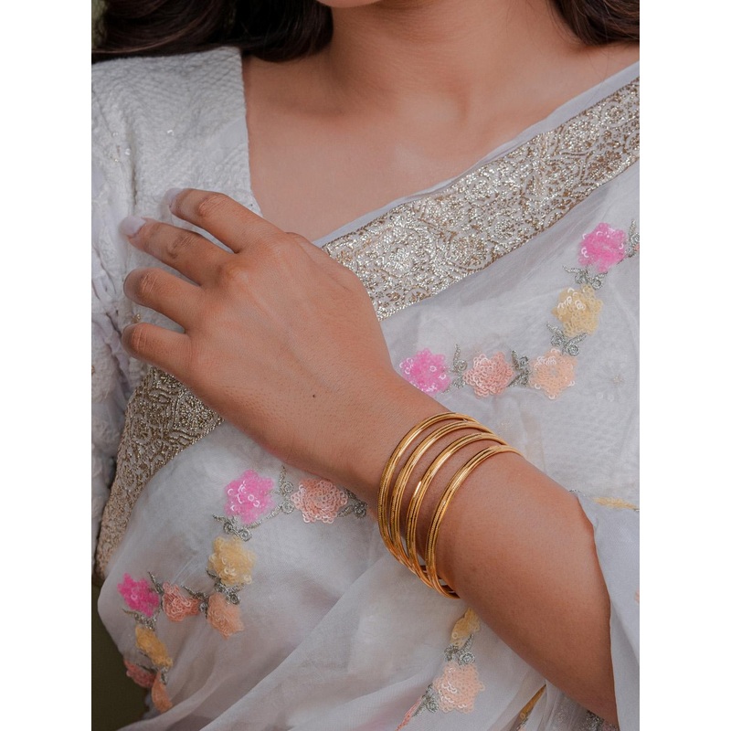 Zeraki Jewels Mayuri Set Of 4 Gold-Plated Textured Bangles