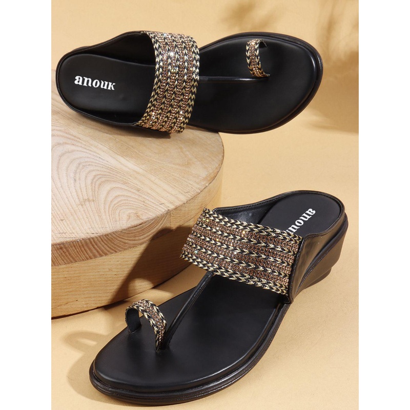 Anouk Women Open Toe Ethnic Embellished Wedge Heels Sandals