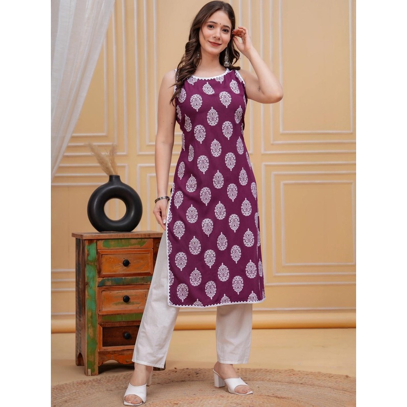 Anushansa Ethnic Motifs Embellished Kantha Work Kantha Work Kurti