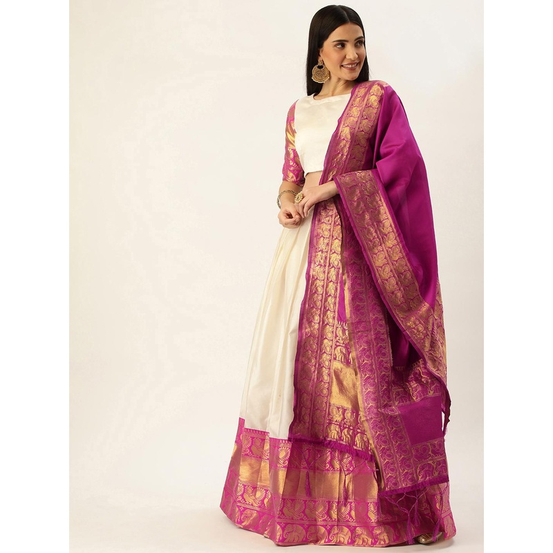 Fabcartz Zari Woven Design Semi-Stitched Lehenga & Unstitched Blouse