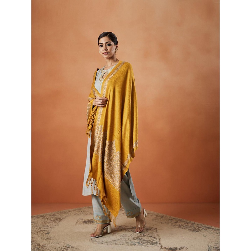 Pashmoda Paisley Embroidered Fringed Shawl