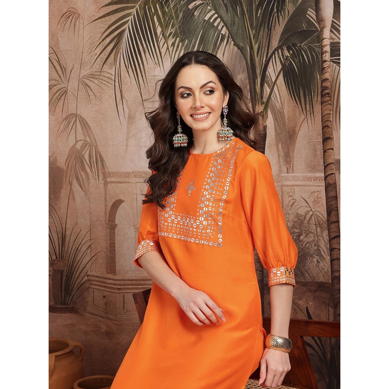 Sangria Yoke Design Straight Kurta with Trousers