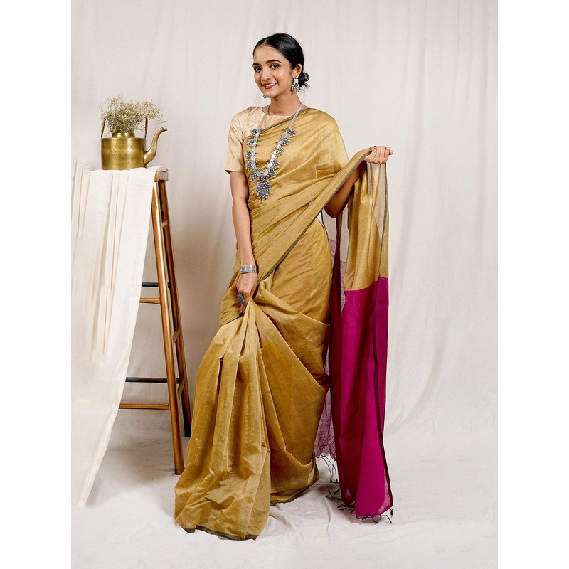 TEEJH Silk Cotton Half & Half Saree