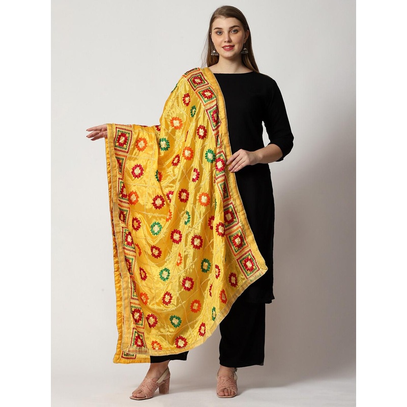 WEAVERS VILLA Embroidered Ethnic Motifs Thread Work Dupatta