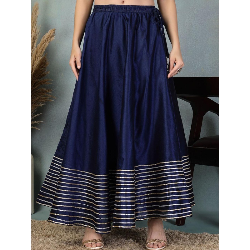 Clora Creation High Rise Gotta Patti Flared Maxi Skirt