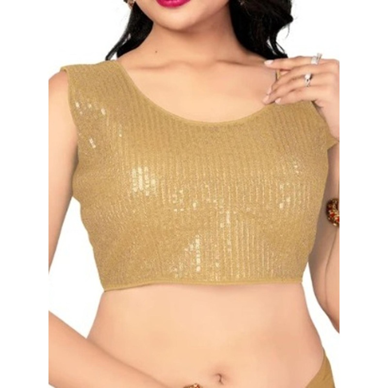 FANCYNINE Women Embellished Readymade Cotton Saree Blouse with Sequnce Work