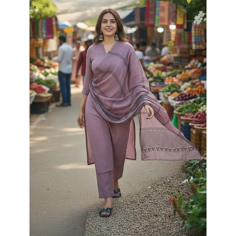 GoSriKi Women Kurta with Trousers & Dupatta set
