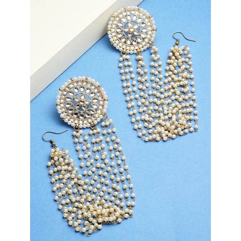 KARATCART Gold-Toned & White Classic Studs Earrings