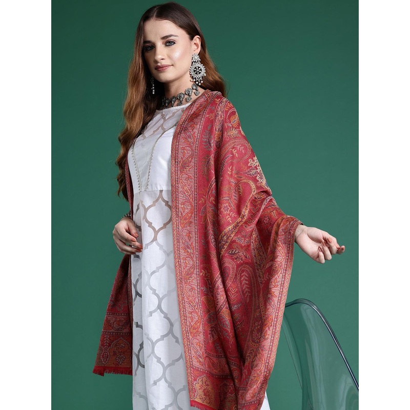 Sangria Paisley Woven Design Stole