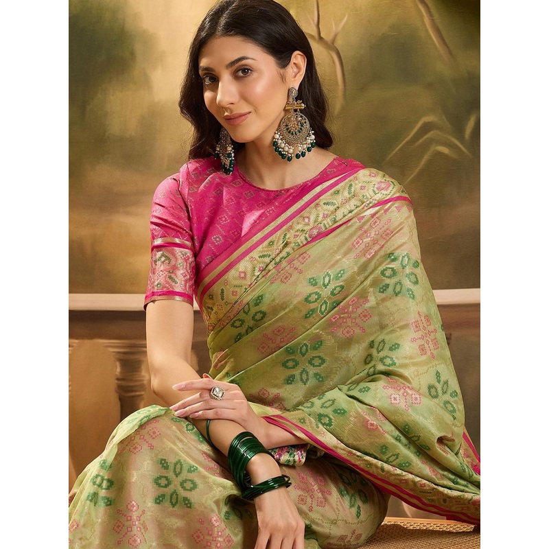 Sangria Woven Design Floral Patola Saree