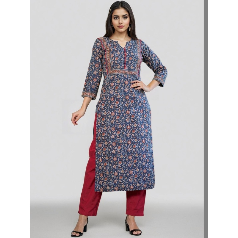 SZN Women Blue Floral Printed Floral Kurta