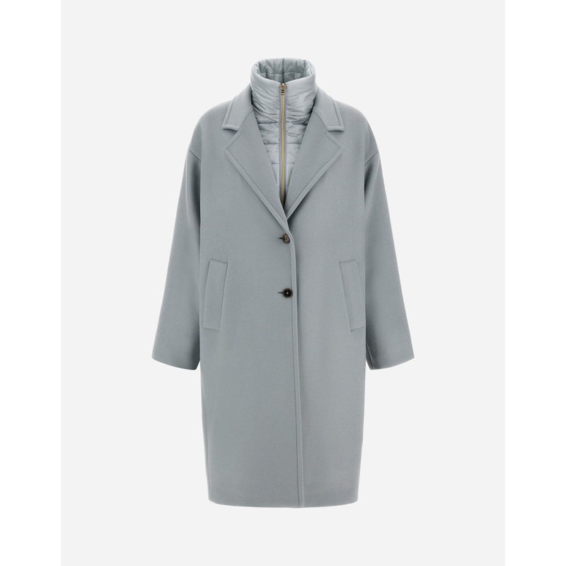 Coats & Trench Coats COAT IN VELOUR WOOL CLOTH AND NYLON ULTRALIGHT