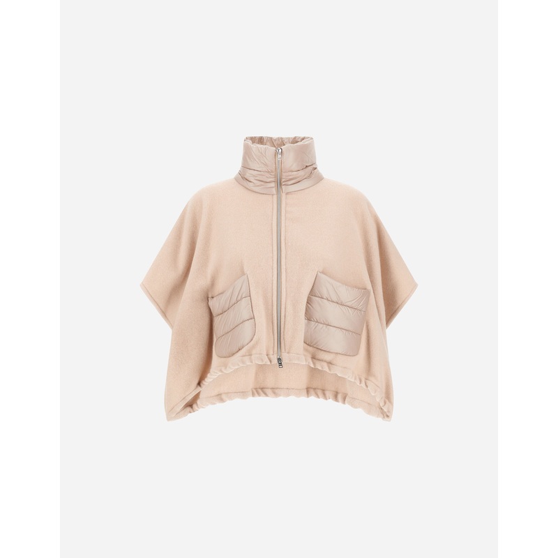 A-Shape RESORT SHORT PONCHO IN WARMY CASHMERE WOOL & NYLON ULTRALIGHT