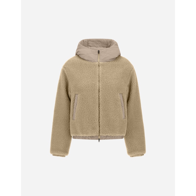 Parka & Jackets JACKET IN TEDDY FABRIC AND NYLON ULTRALIGHT