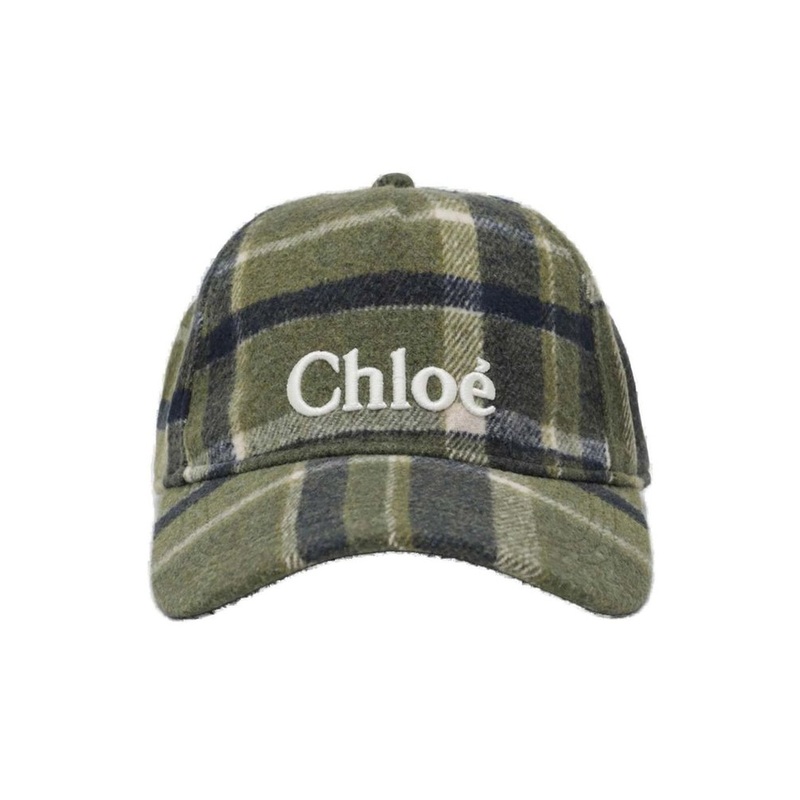 Chlo Kids Logo Embroidered Checked Baseball Cap