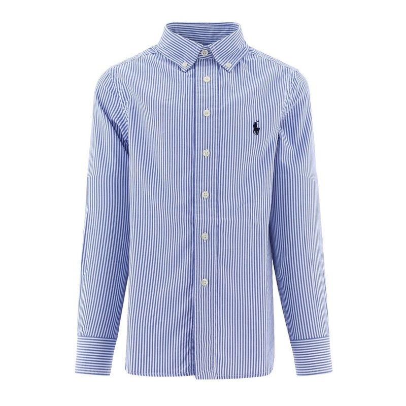 Ralph Lauren Kids Striped Logo Embroidered Shirt