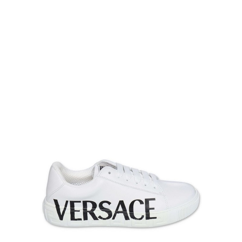 Versace Kids Greca Round Toe Lace-Up Sneakers