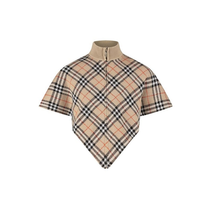 Burberry Kids Checked Zipped High-Neck Cape
