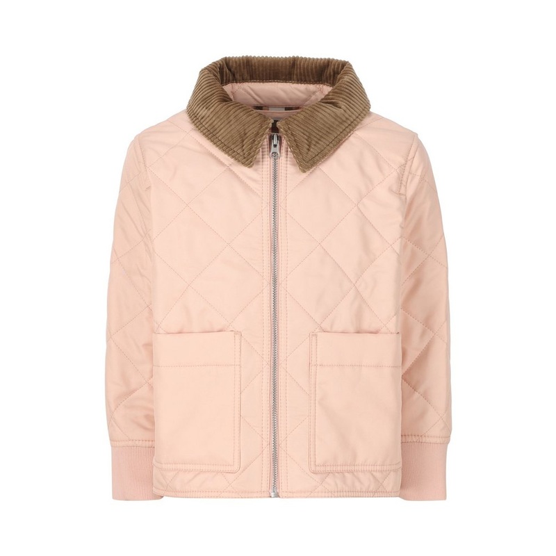 Burberry Kids Corduroy Collar Zipped Quilted Jacket