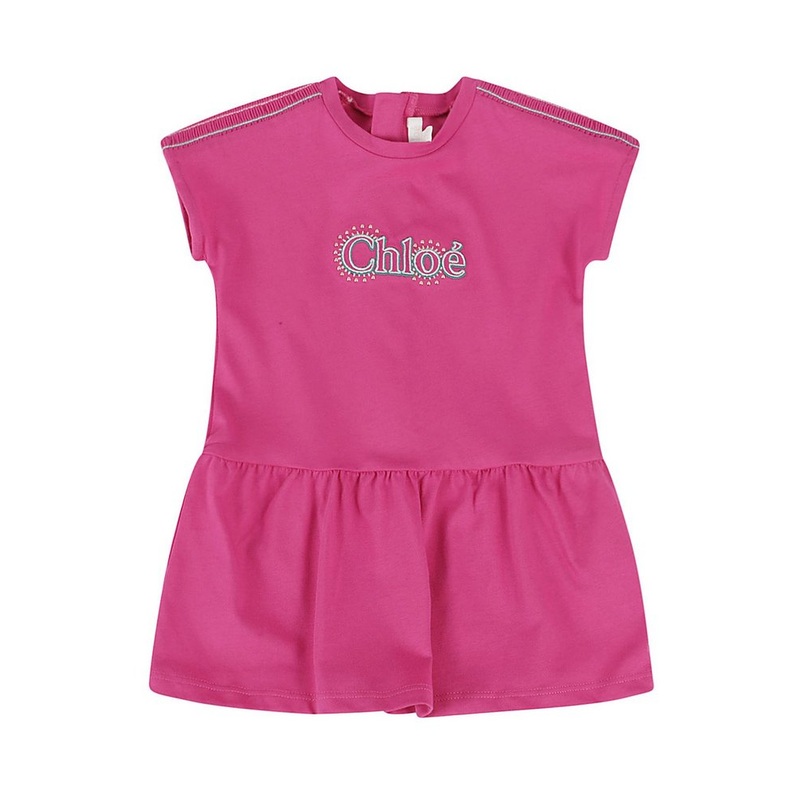 Chlo Kids Logo-Embroidered Flared Dress
