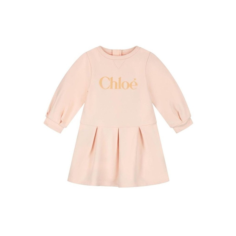 Chlo Kids Logo-Printed Balloon Sleeves Dress