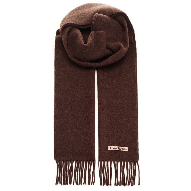 Acne Studios Logo Patch Fringed Edge Scarf