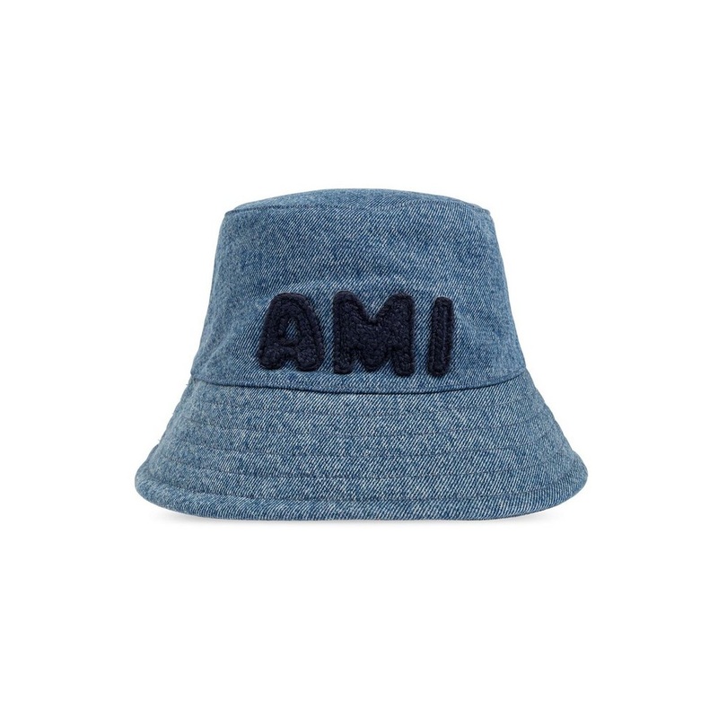 AMI Paris Logo Patch Denim Bucket Hat