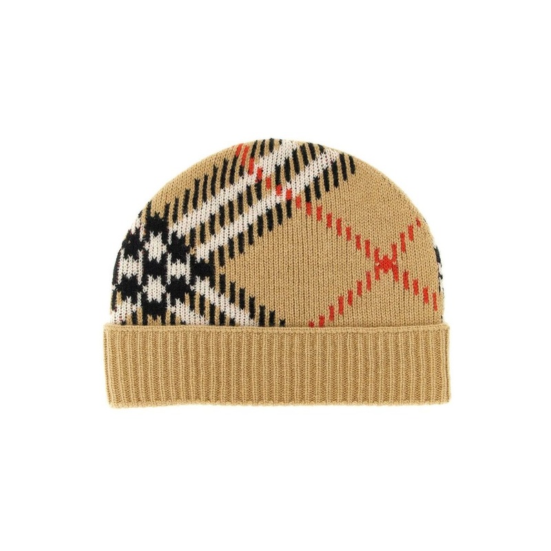 Burberry Checked Ribbed-Knit Beanie