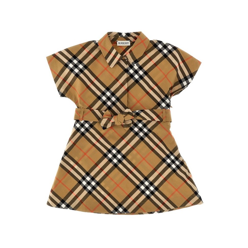 Burberry Kids Checked Tied-Waist Shirt Dress