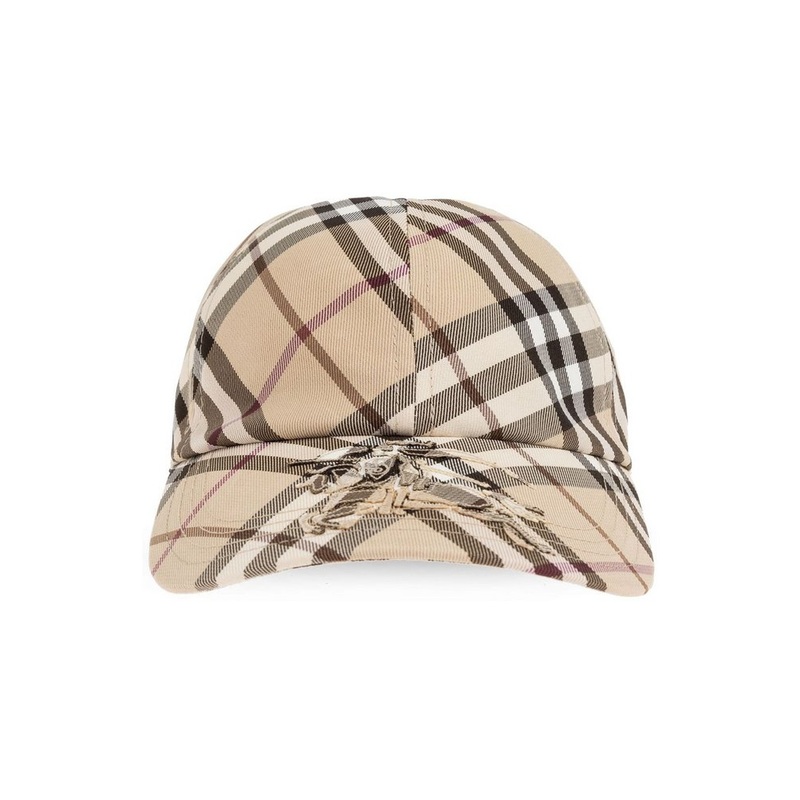 Burberry Logo Detailed Checked Curved Peak Cap