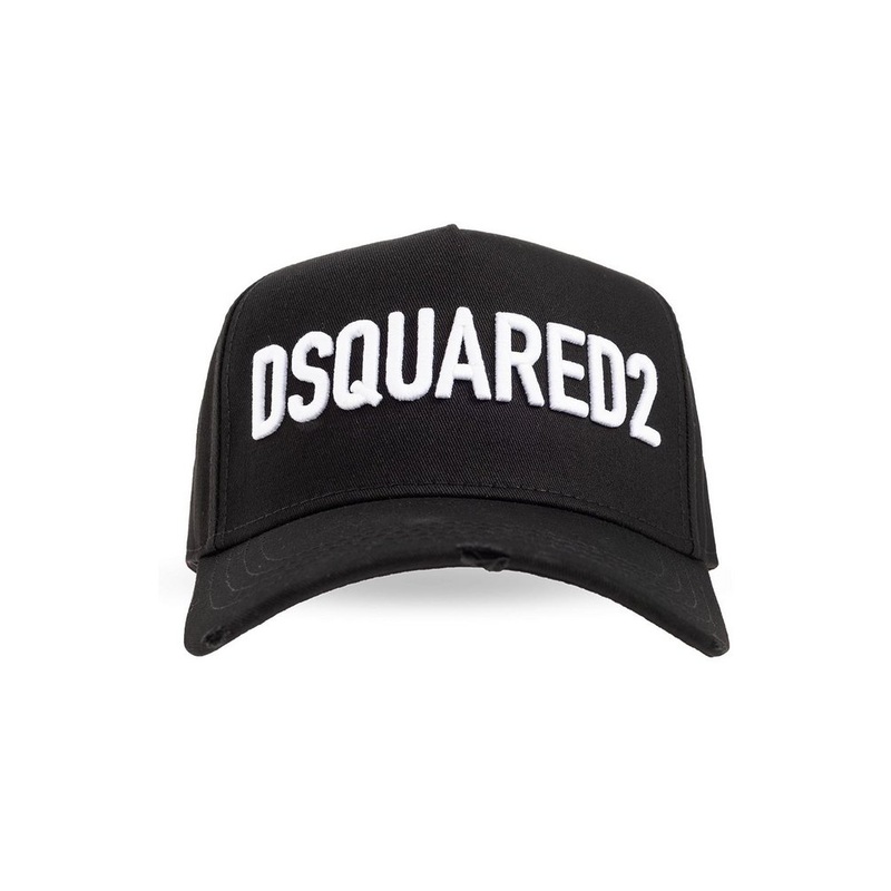 Dsquared2 Logo-Embroidered Curved Peak Distressed Baseball Cap
