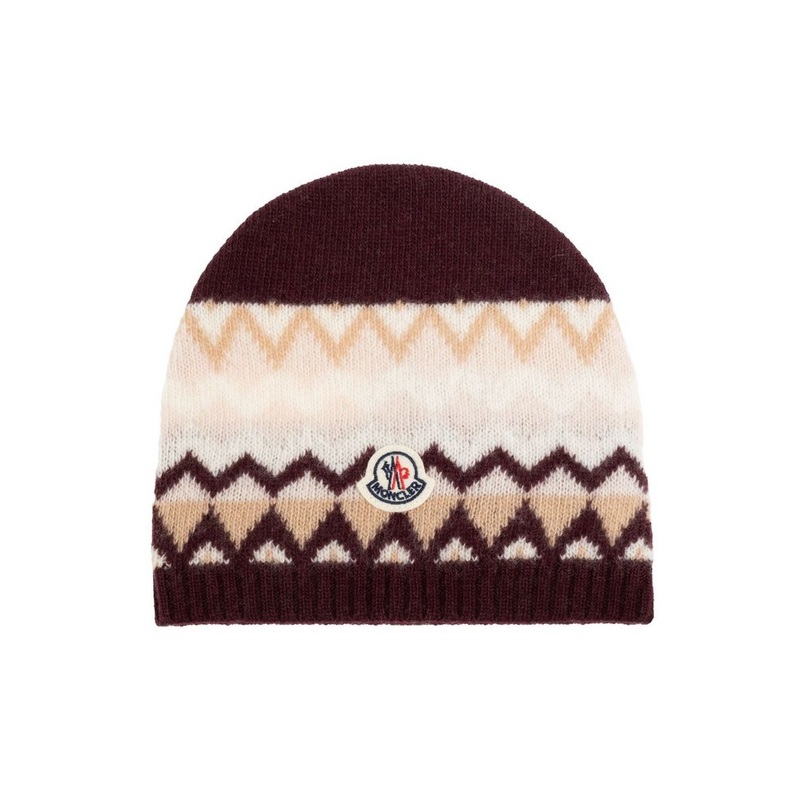Moncler Enfant Pattern Intarsia-Knit Logo Patch Beanie