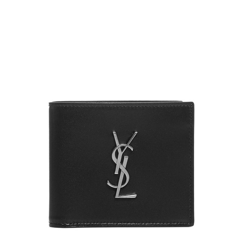 Saint Laurent Monogram Logo Plaque Bi-Fold Wallet