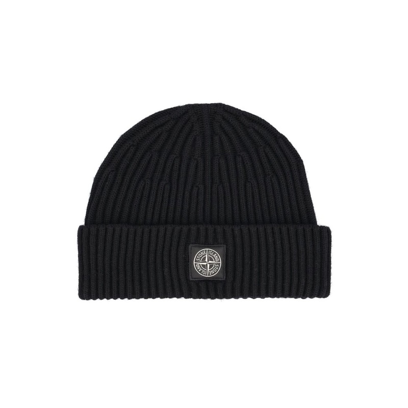 Stone Island Compass Patch Ribbed Beanie