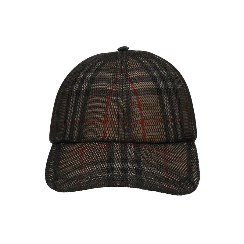 Burberry Mesh-Overlay Checked Curved Peak Baseball Cap
