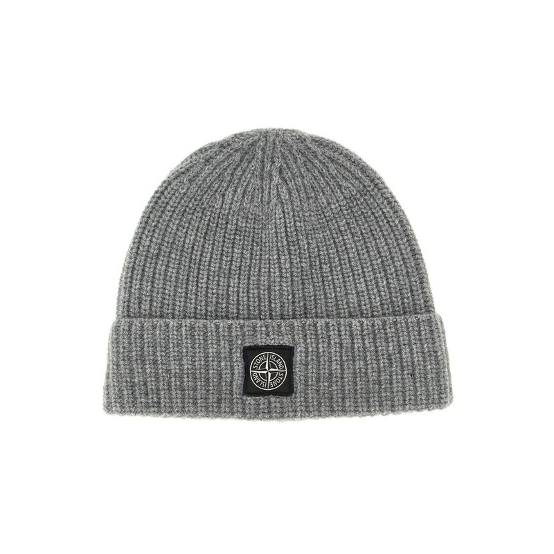 Stone Island Logo Patch Ribbed Beanie