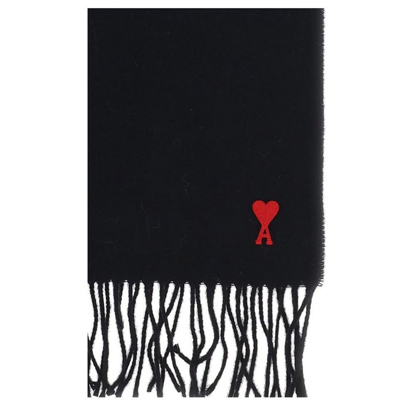 AMI Paris Ami de Coeur Fringed Scarf