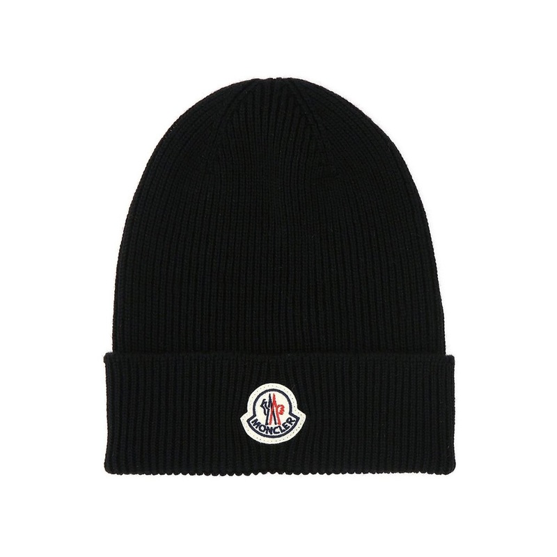 Moncler Logo Patch Knitted Beanie – Cettire
