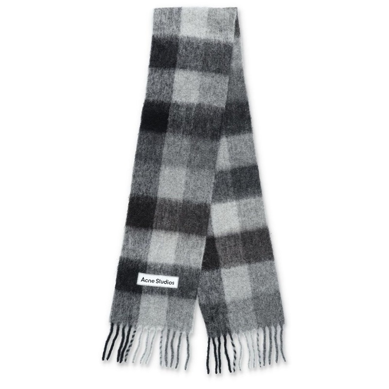 Acne Studios Logo Patch Checked Scarf