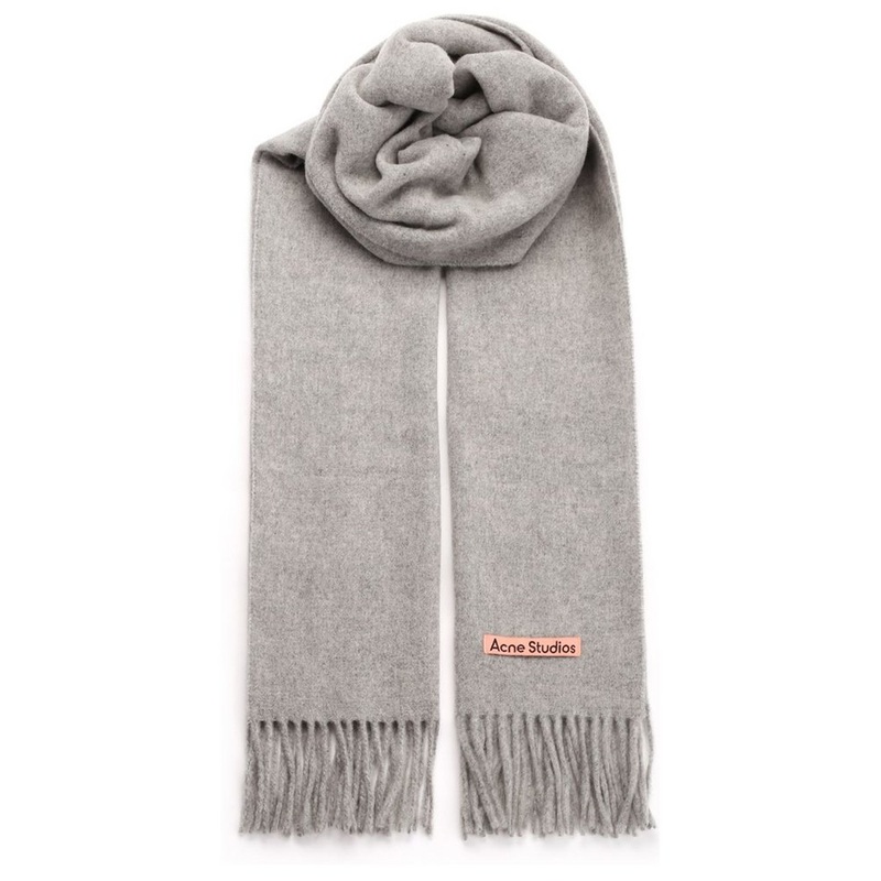 Acne Studios Logo Patch Fringed Scarf