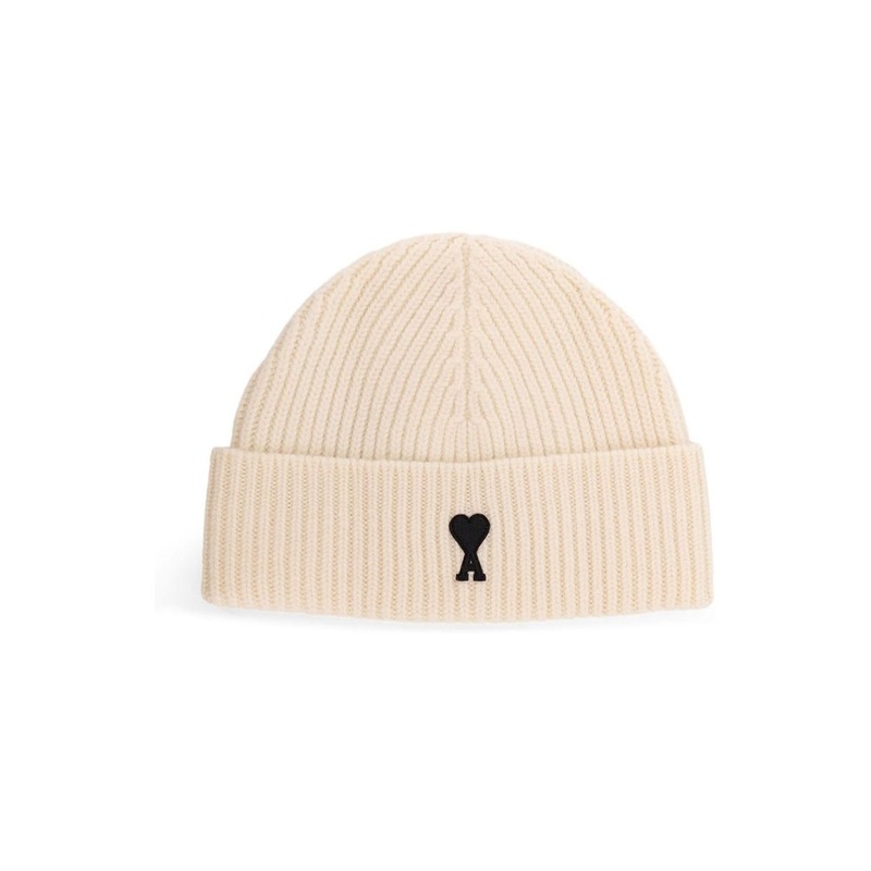 AMI Paris Logo Embroidered Ribbed Beanie