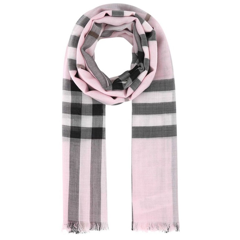Burberry Check Detailed Frayed Edge Scarf