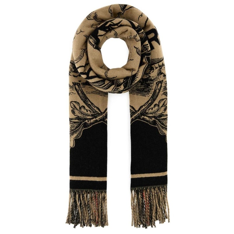 Burberry Jacquard Reversible Fringed-Edge Scarf