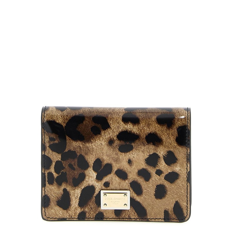 Dolce & Gabbana Leopard Print Logo Plaque Bifold Wallet