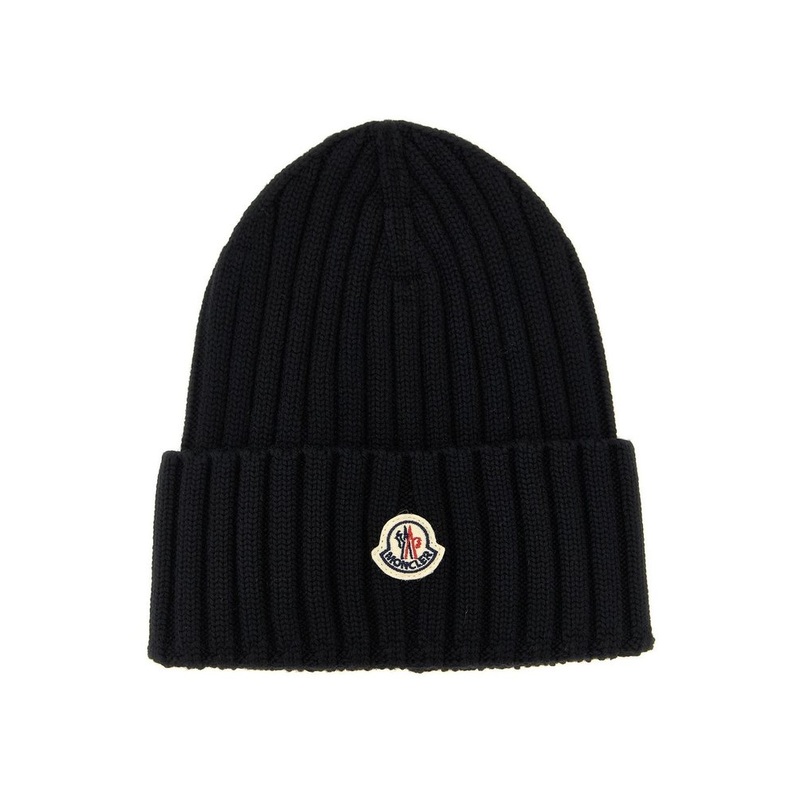 Moncler Logo Patch Ribbed Beanie