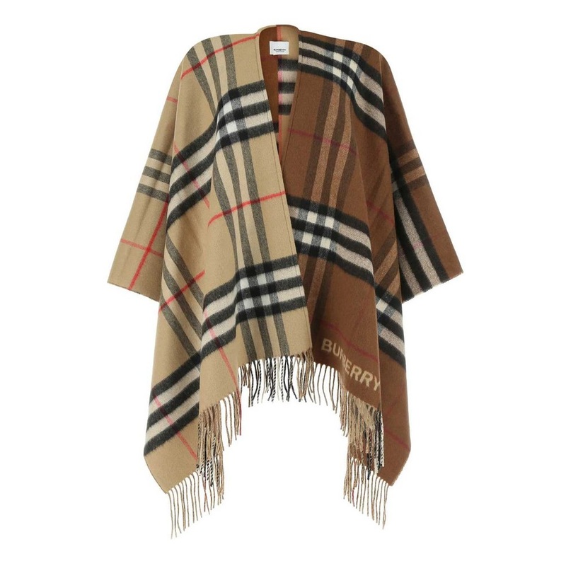 Burberry Checked Fringed-Edge Cape