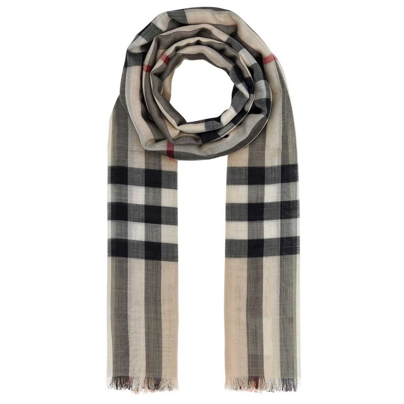 Burberry Giant Check Frayed-Edge Scarf