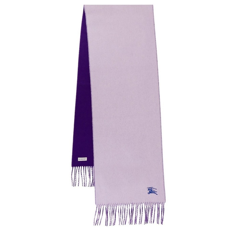 Burberry Logo Embroidered Fringed Edge Scarf