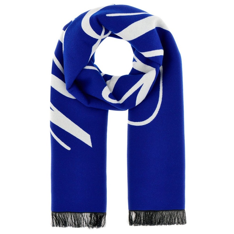 Burberry Logo Intarsia-Knit Fringe-Edged Scarf