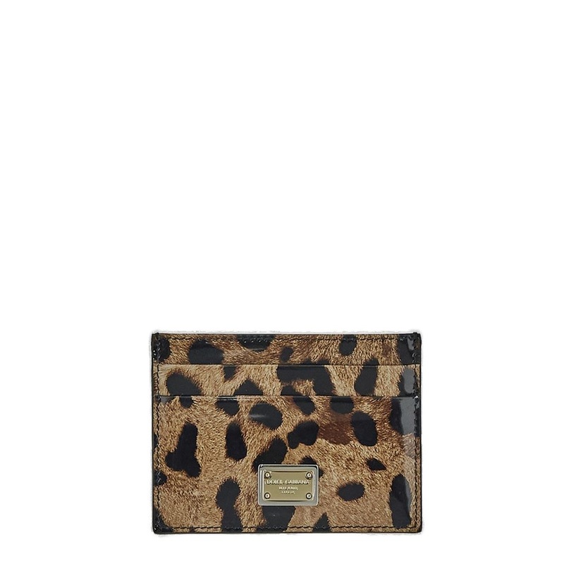 Dolce & Gabbana Leopard-Printed Logo Plaque Cardholder